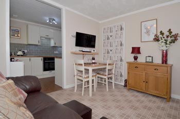 Living room and adjoining kitchen